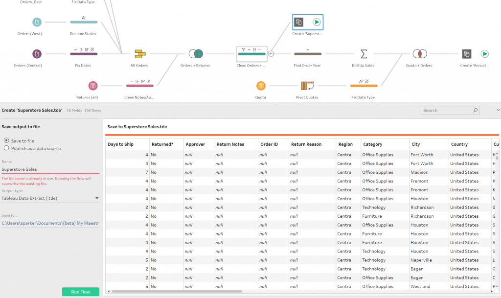 run tableau prep flow from command line