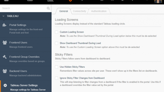 Portals for Tableau - Tableau Server Settings