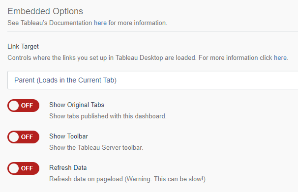 Portals for Tableau - Embedded Options