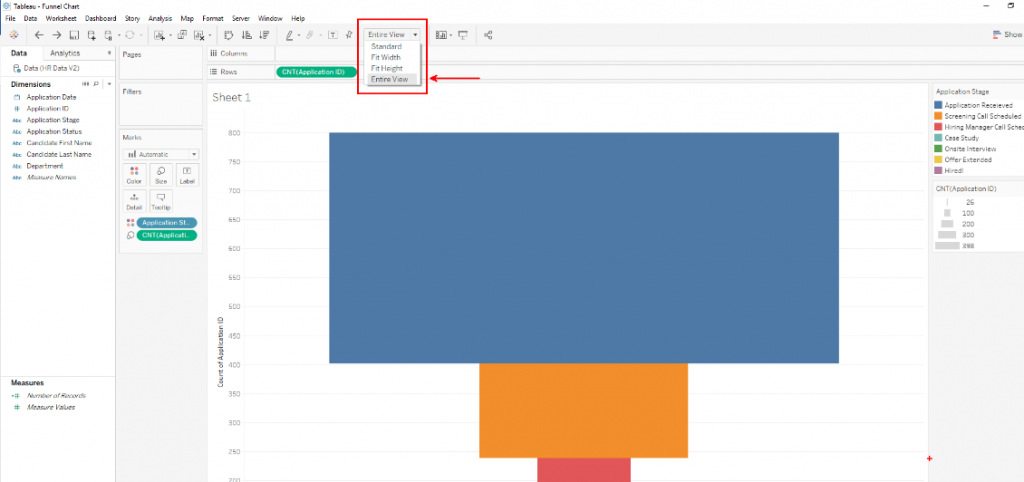 Tableau Funnel Charts: Change View