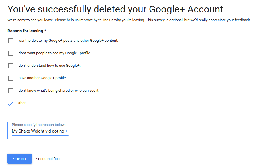 Deleting Google+