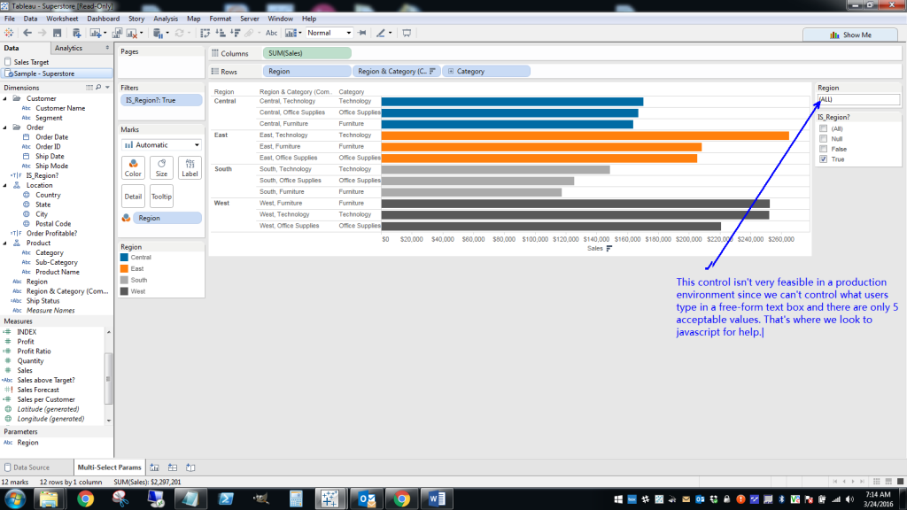 Region Filter in Tableau