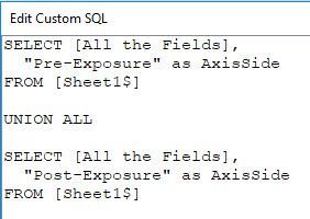 SQL Union in Tableau