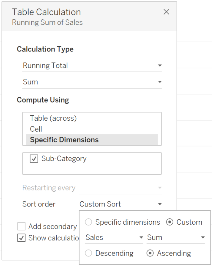 Tableau Calculation: Specific Dimensions