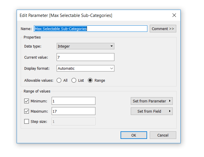 Edit Parameter in Tableau