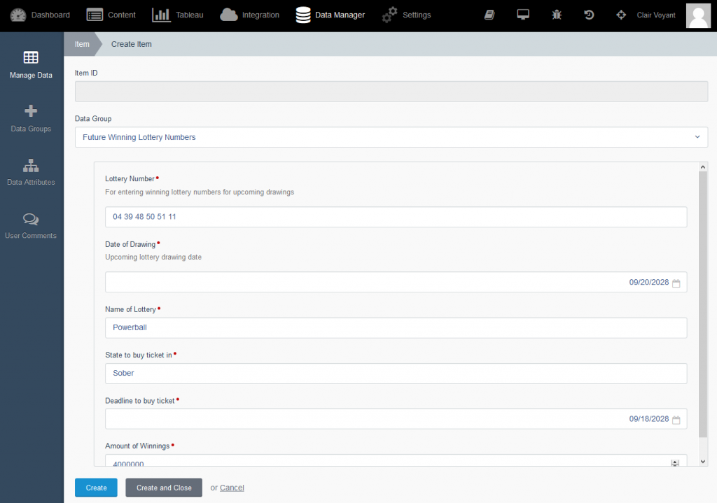 Portals for Tableau: Create Item