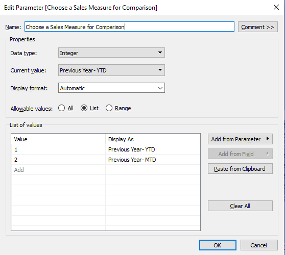 Edit Parameter in Tableau