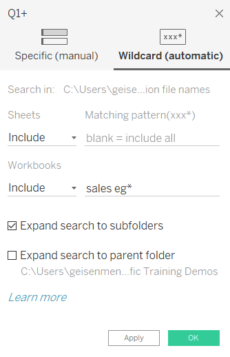 Wildcard Union in Tableau