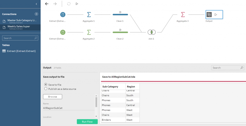 Tableau Prep: Master Table Extract