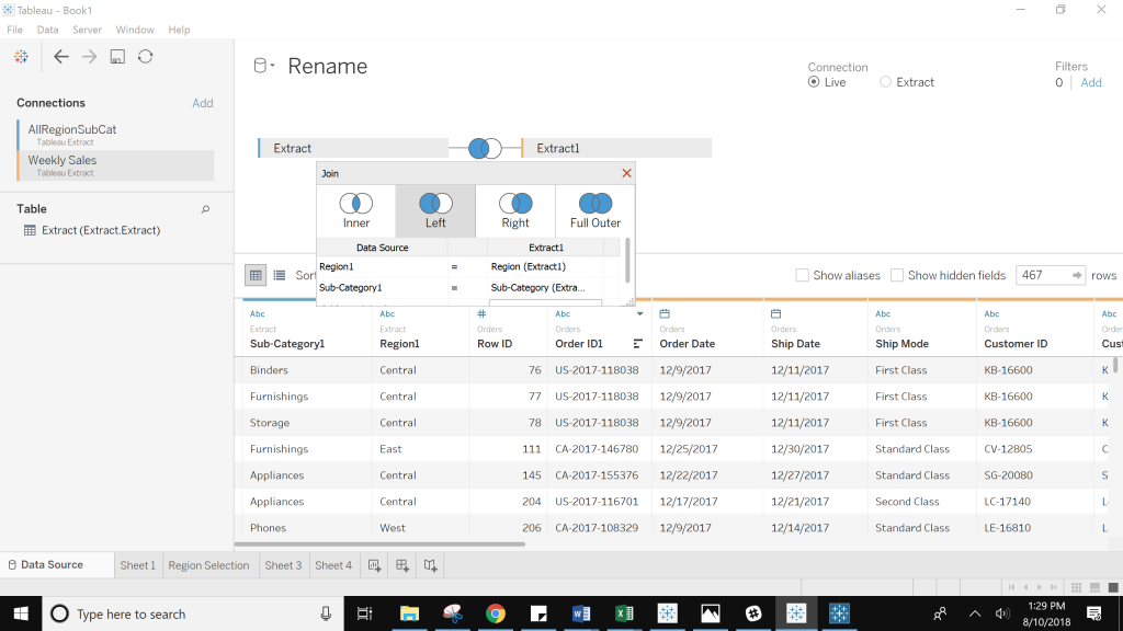 Tableau Prep: Data Connection Window