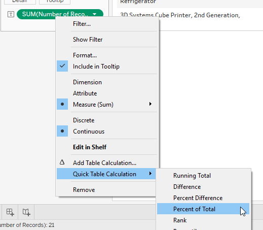 Advance with Assist quick table calculation 