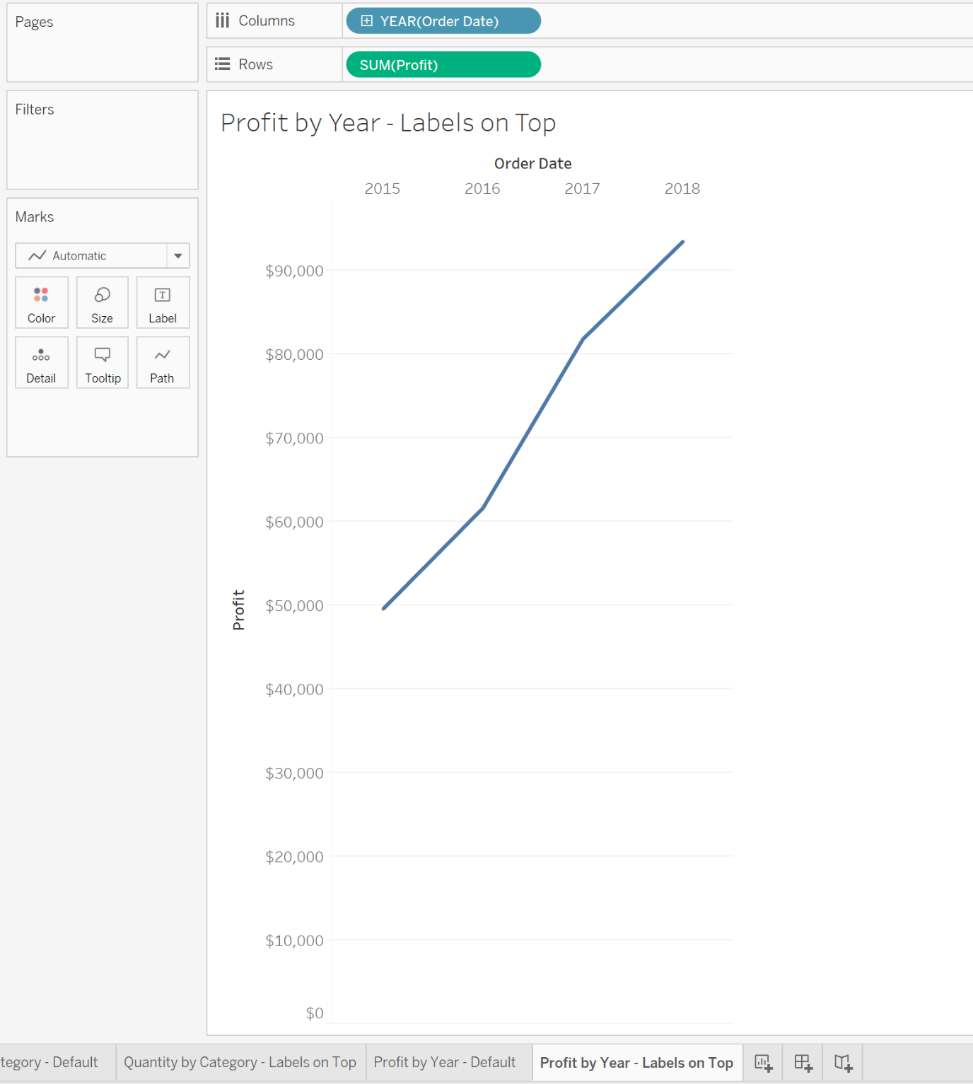 moving headers to top of view in Tableau