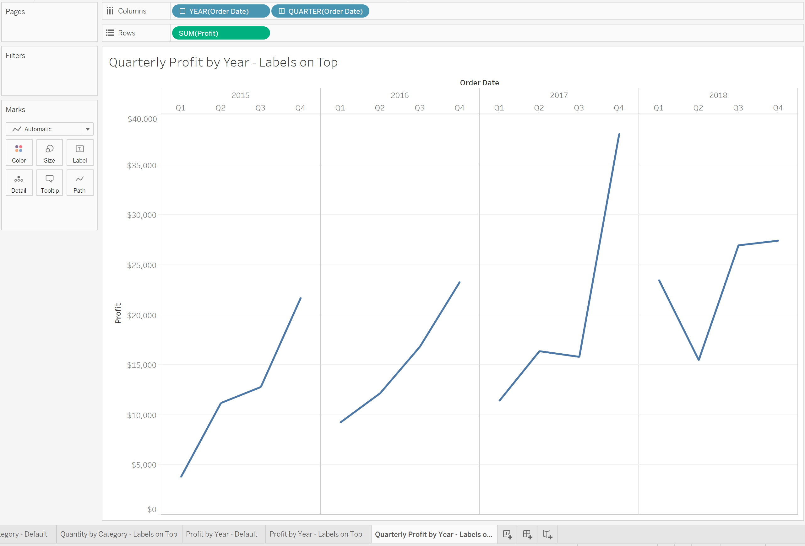 moving header to top of view in Tableau