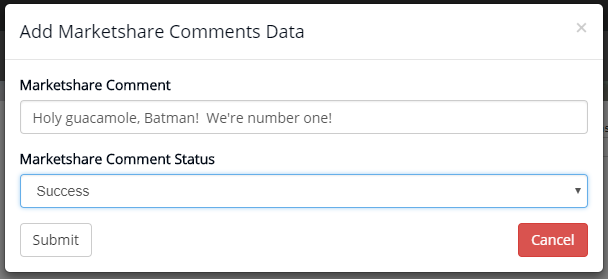 Add Marketshare Comments Data
