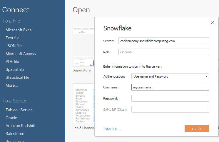 using Snowflake with Tableau