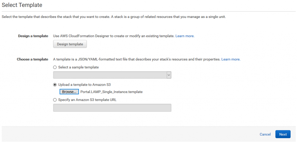 select template for AWS CloudFormation