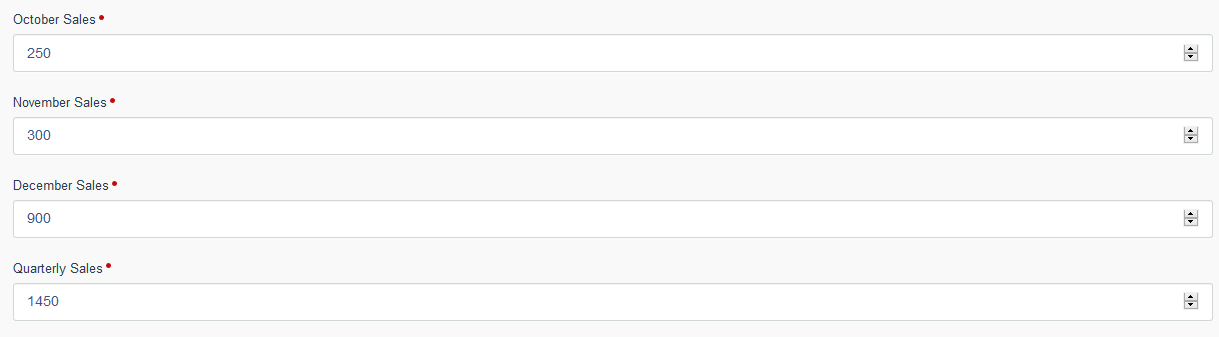 quarterly sales in calculated fields data manager