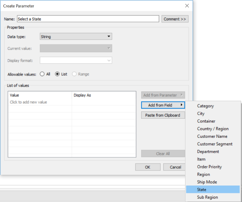 creating a parameter to isolate rank