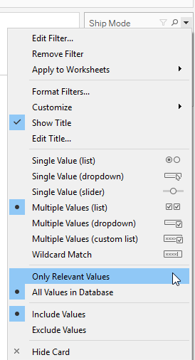 Advance with Assist only relevant values option for filters