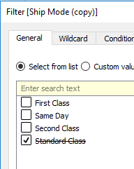 Advance with Assist exclude standard class on filter
