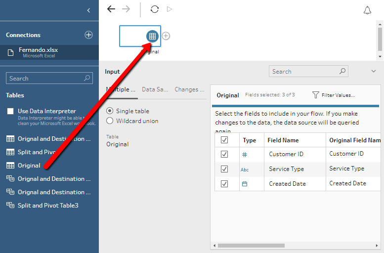 Input step in Tableau Prep