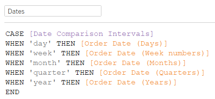 data comparison intervals in Tableau