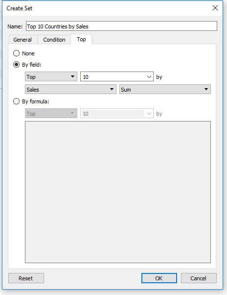 creating a set in Tableau