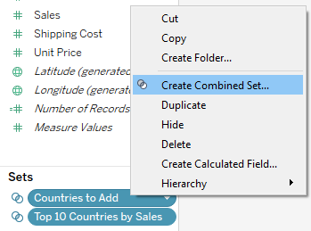 create a combined set in Tableau