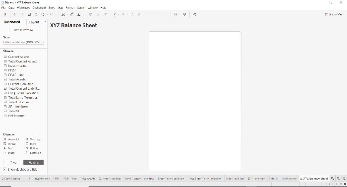 financial balance sheet in Tableau