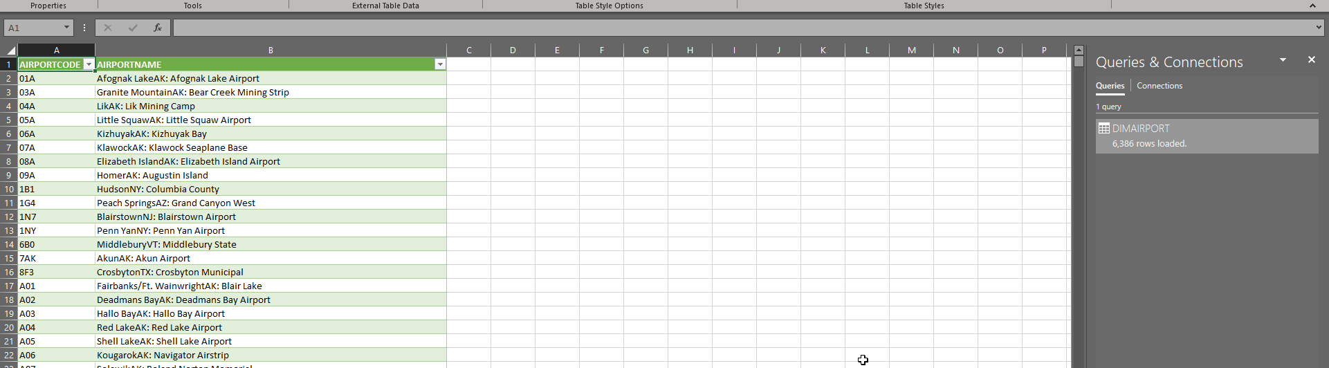 data layout in Excel