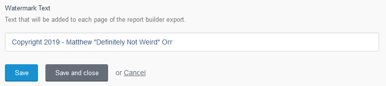 report builder watermark text