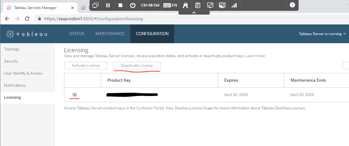 licensing in Tableau Server upgrade