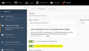 Portals Tableau Server Repository Connection