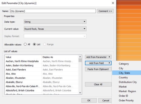 edit dynamic parameter in Tableau