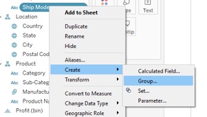 creating custom groups in Tableau