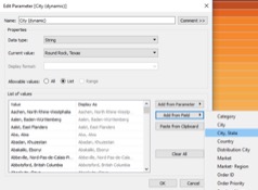 creating a parameter for city, state in Tableau