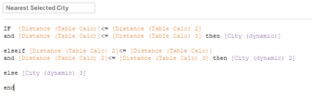 comparing distances in Tableau with a calculated field