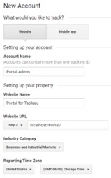 setting up a new account in Google Analytics