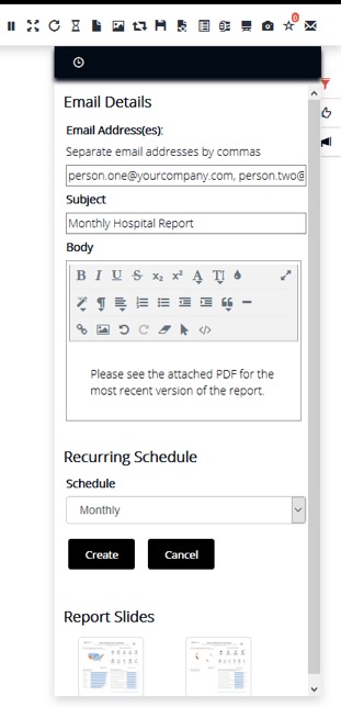recurring email setup in Tableau report builder