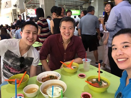 Mavis and Jia at a Singapore market