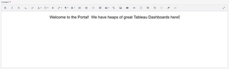 create content in Tableau portal homepage