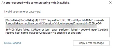 Snowflake login error
