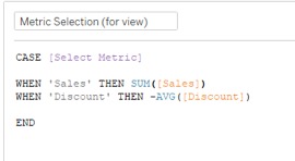 edit calculation for metric selection in Tableau