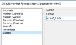 change default format on metric selection calculation