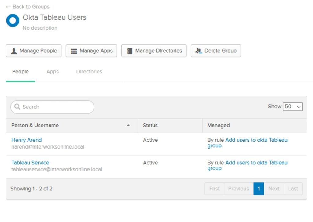 Connecting Tableau Server to Okta Universal Directory InterWorks