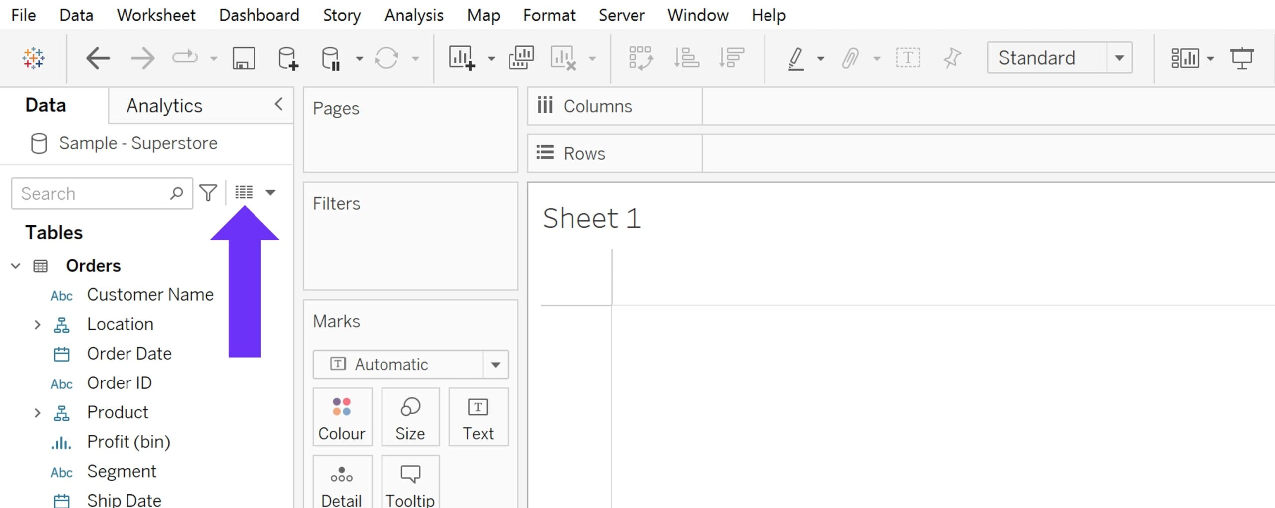 Analysed Fields in Explain Data - Tableau