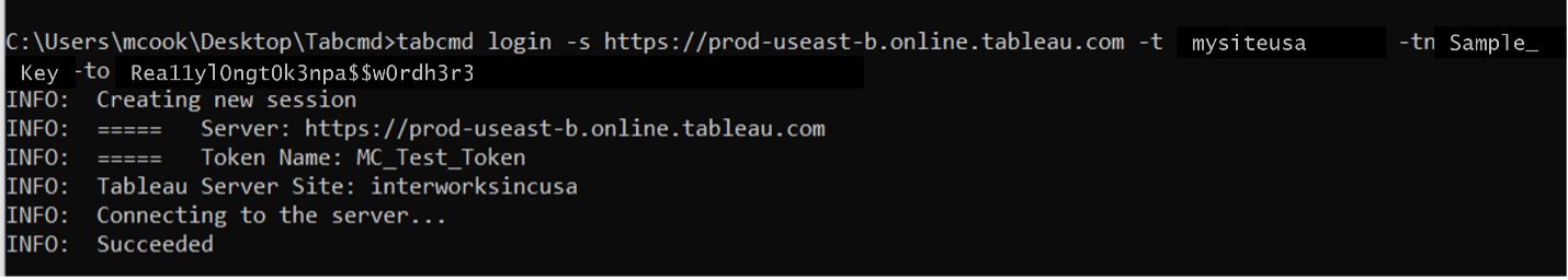 tabcmd Command line linkup to server