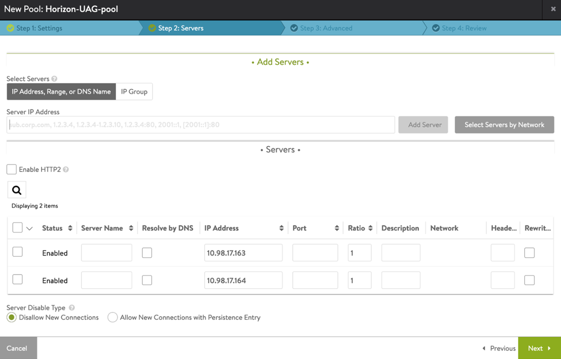 Adding servers to pool