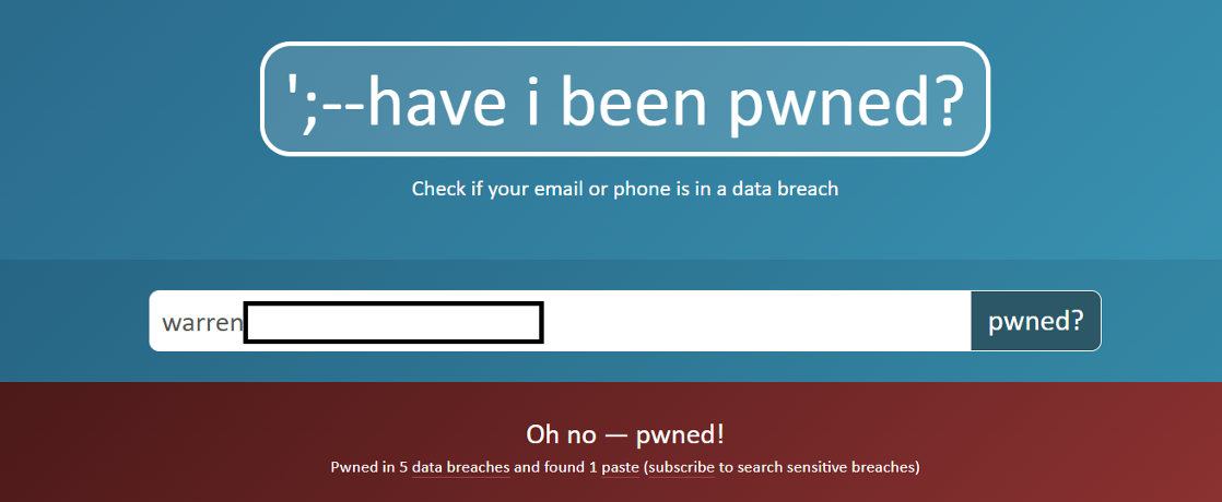 The author's email having been pwned