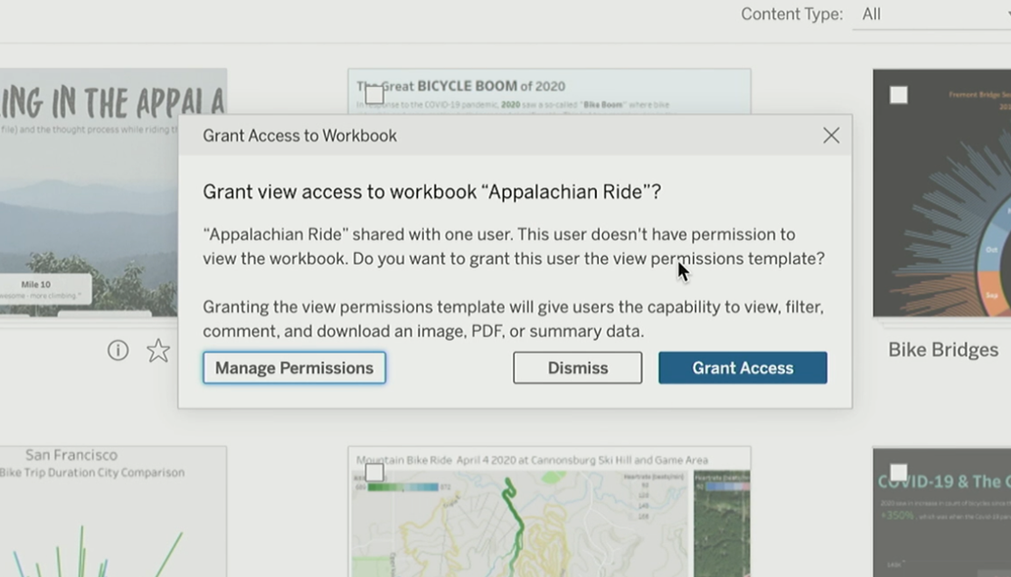 Granting access to workbook in Tableau